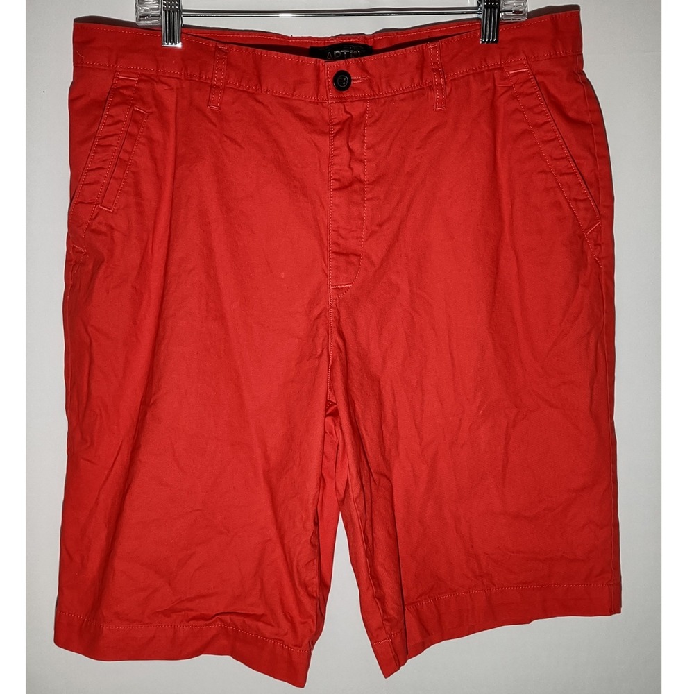 Apt 9 Mens Red Chino Shorts Flat Front 100% Cotton‎ Size 36